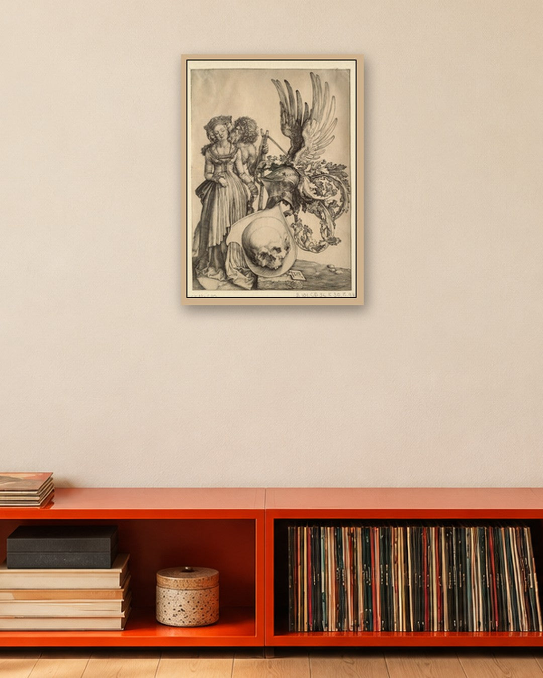 Albrecht Dürer - Coat of Arms with a Skull - oak frame in a room