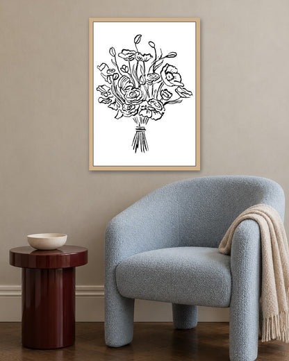 SENT Studio - Blooming Flowers Poster No. 18 - oak frame in a room
