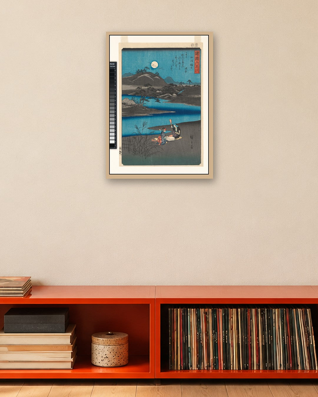 Utagawa Hiroshige - Six Jewel Rivers from Various Provinces - oak frame in a room