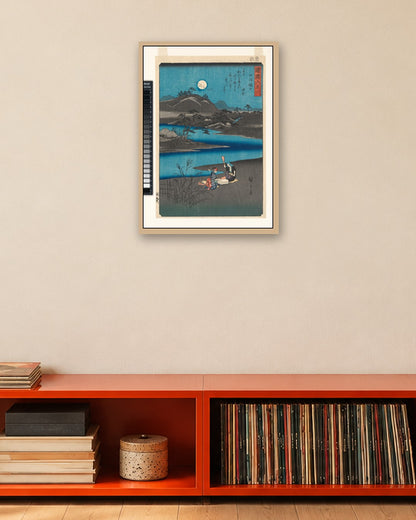 Utagawa Hiroshige - Six Jewel Rivers from Various Provinces - oak frame in a room