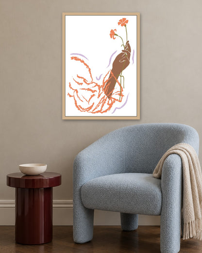 SENT Studio - Blooming Flowers Poster No. 42 - oak frame in a room
