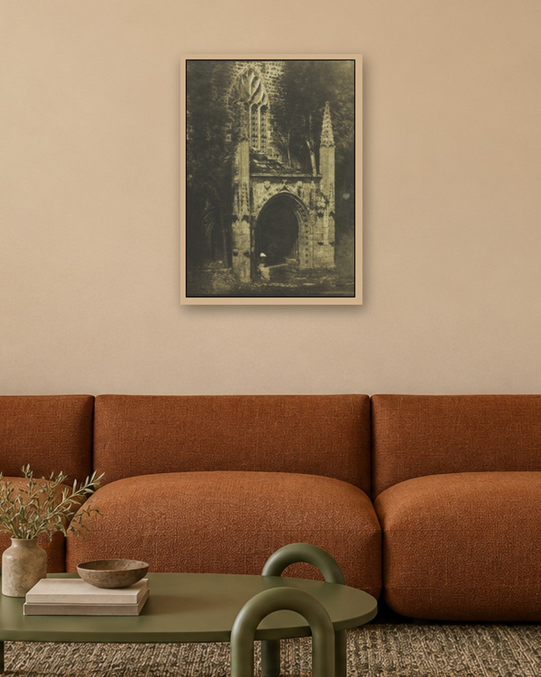 Louis-Rémy Robert - Fountain of Notre-Dame at Saint-Brieuc, Brittany - oak frame in a room