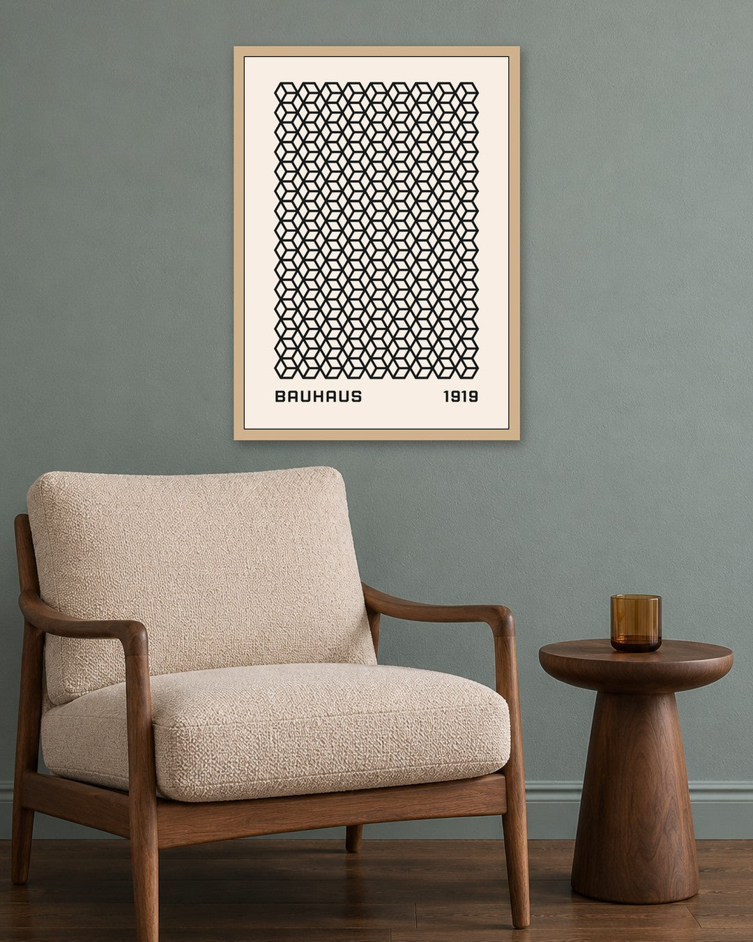 Bauhaus - Poster No. 40 - oak frame in a room