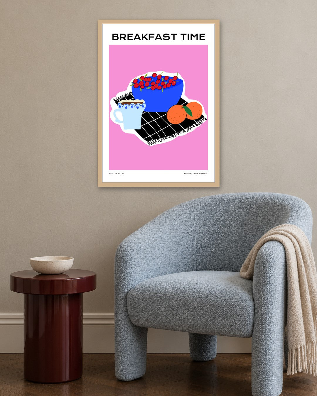 SENT Studio - Aesthetic Poster No. 35 - oak frame in a room