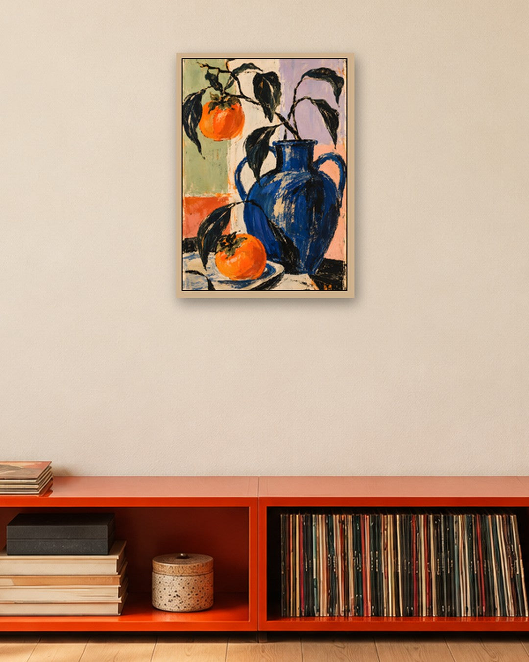 Faris Mcgee - A Painterly Still Life Abstract Expressionist Illu - oak frame in a room