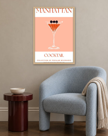 SENT Studio - Cocktail Poster No. 11 - oak frame in a room