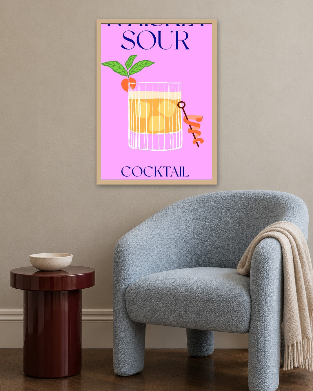 SENT Studio - Cocktail Poster No. 21 - oak frame in a room