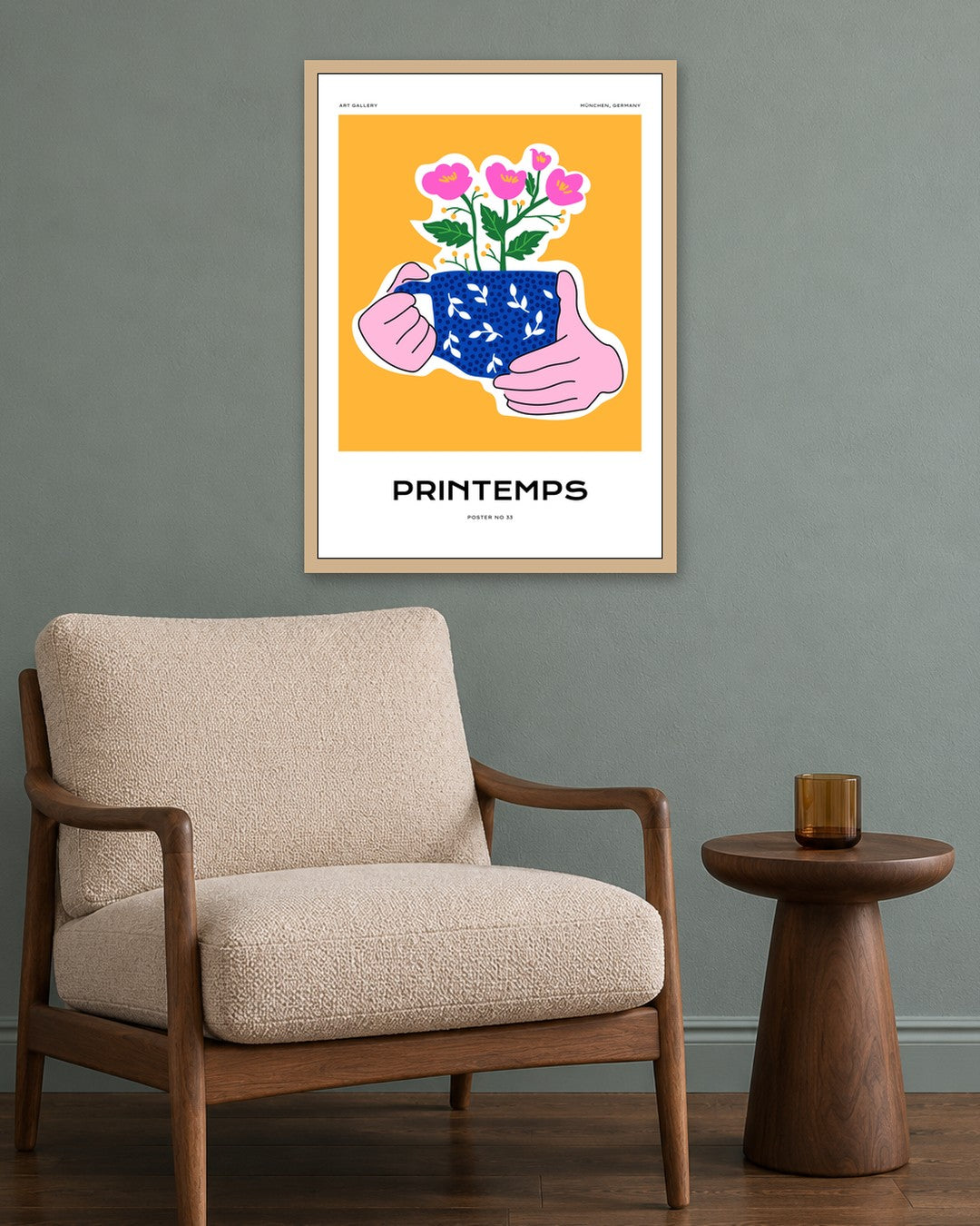 SENT Studio - Aesthetic Poster No. 33 - oak frame in a room