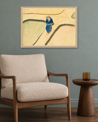 Kamisaka Sekka - Flowers of a Hundred Worlds (Momoyogusa): Spring Field (Haru no tanomo) - oak frame in a room