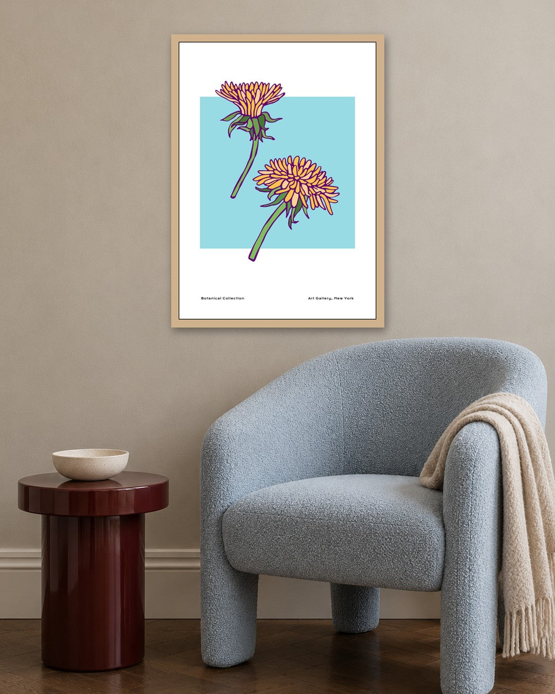SENT Studio - Flower Poster No. 24 - oak frame in a room