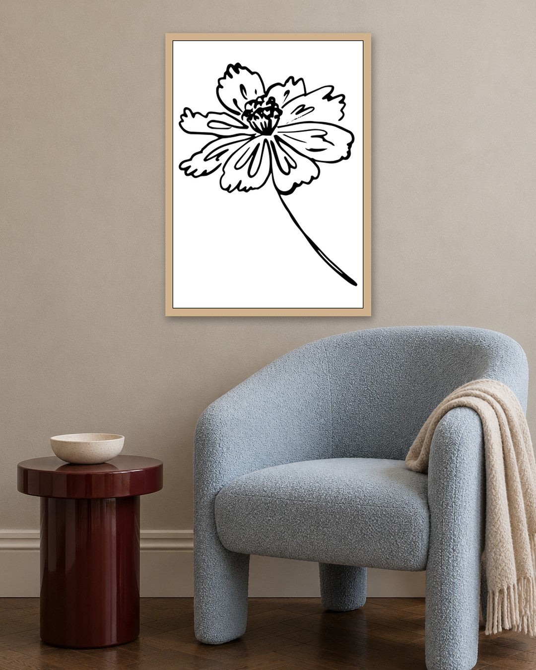 SENT Studio - Blooming Flowers Poster No. 17 - oak frame in a room