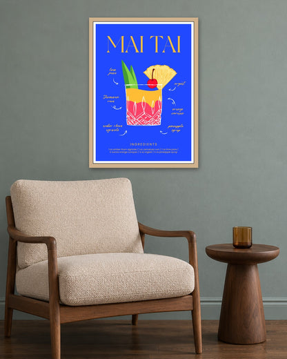 SENT Studio - Cocktail Poster No. 48 - oak frame in a room
