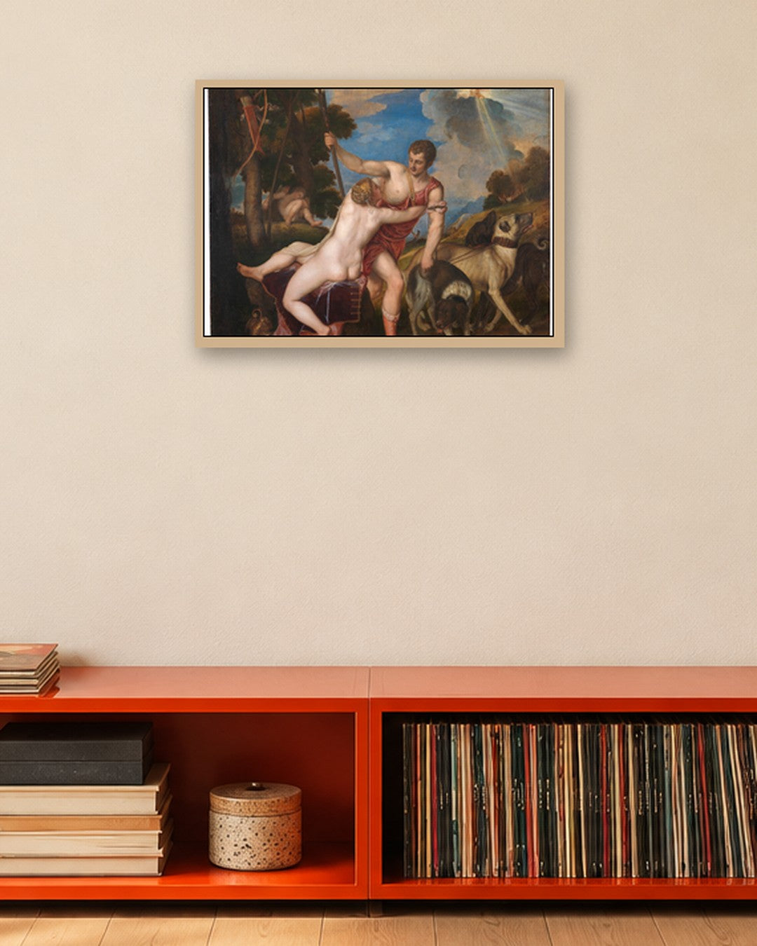 Titian - Venus and Adonis - oak frame in a room