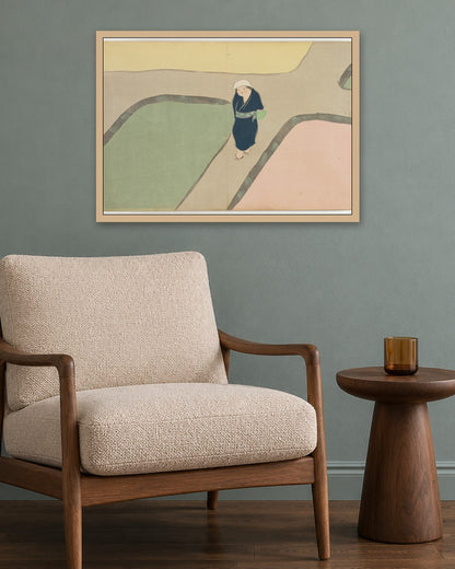 Kamisaka Sekka - Flowers of a Hundred Worlds (Momoyogusa): Spring Field (Haru no tanomo) - oak frame in a room