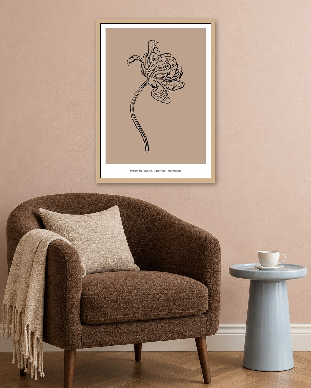 SENT Studio - Blooming Flowers Poster No. 37 - oak frame in a room