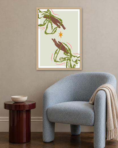 SENT Studio - Blooming Flowers Poster No. 29 - oak frame in a room