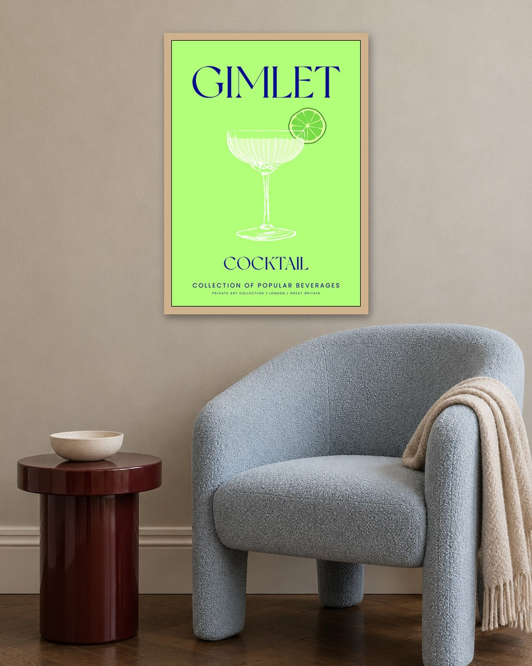 SENT Studio - Cocktail Poster No. 10 - oak frame in a room