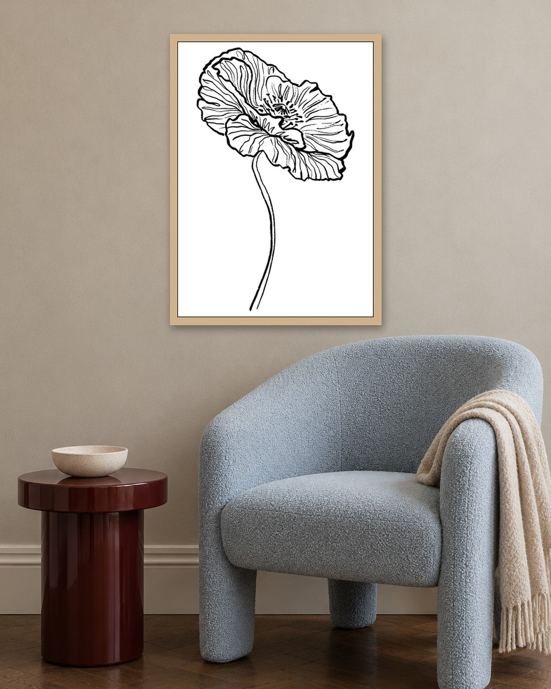 SENT Studio - Blooming Flowers Poster No. 7 - oak frame in a room