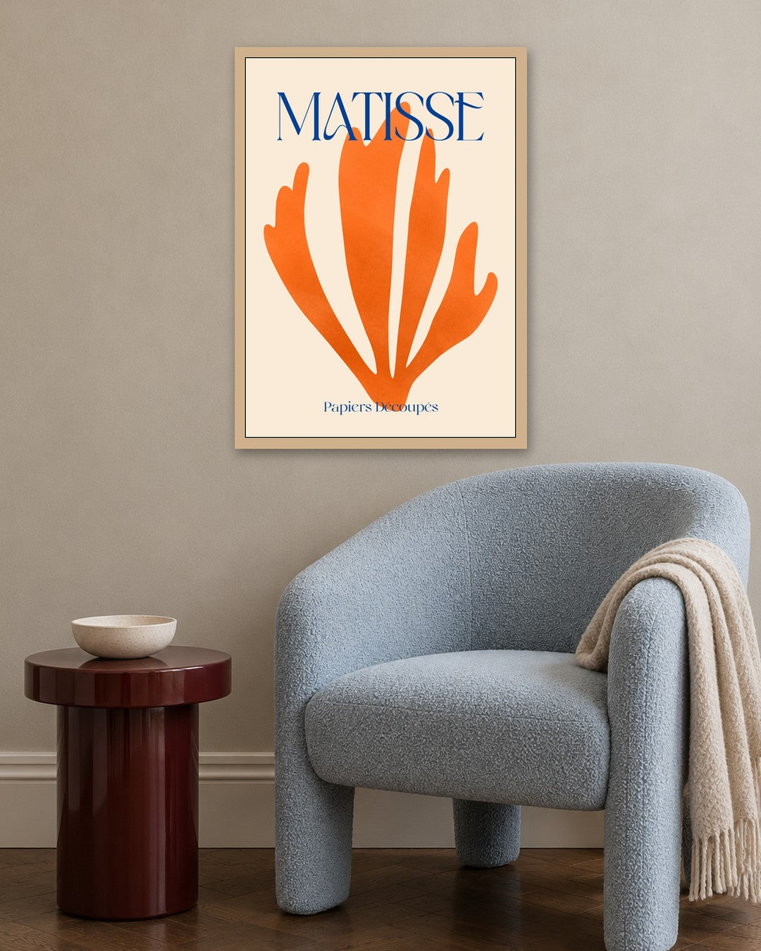 SENT Studio - Orange Coral Cut-out - oak frame in a room