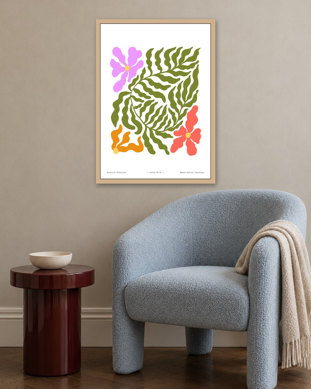 SENT Studio - Blooming Flowers Poster No. 34 - oak frame in a room