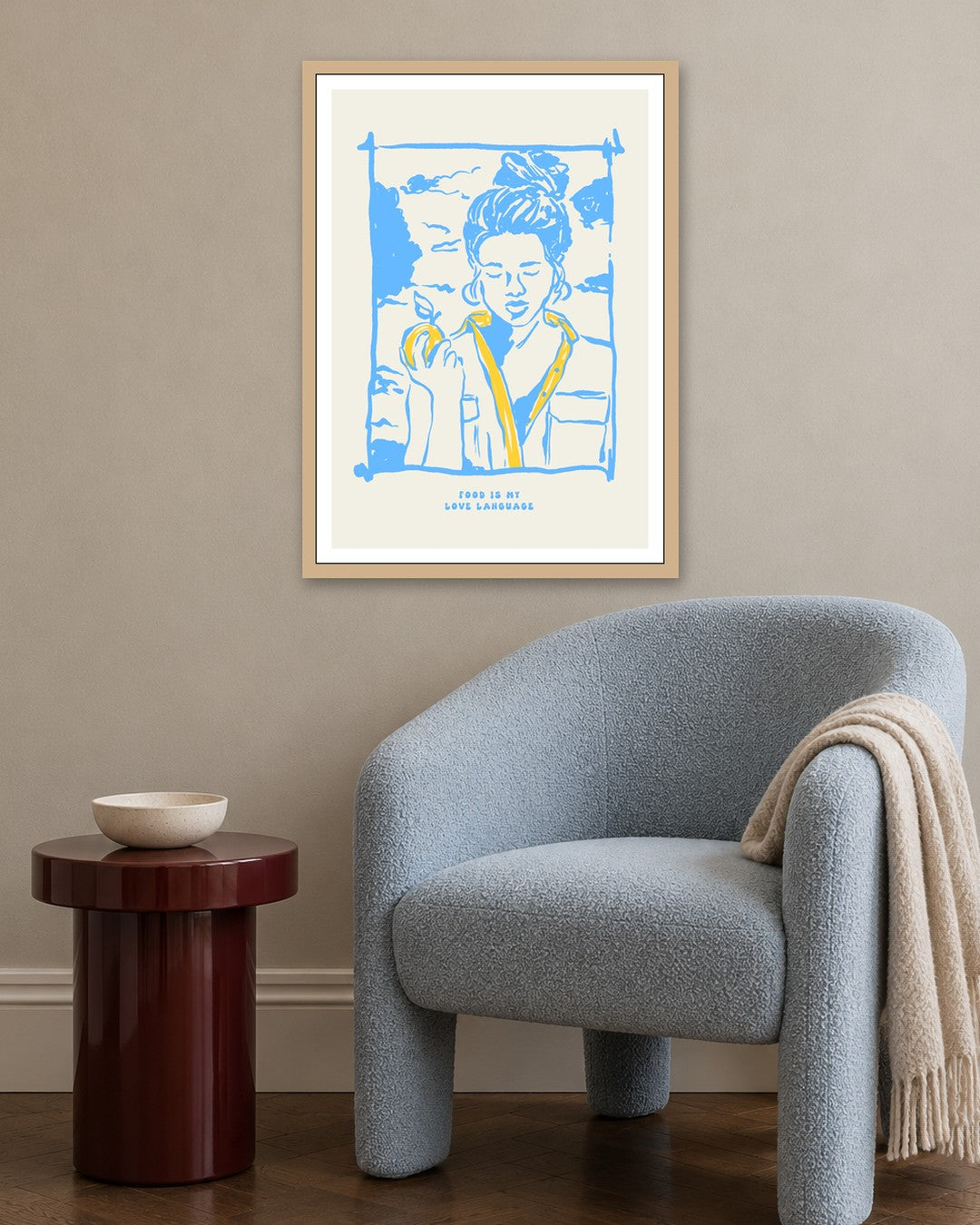 SENT Studio - Cravings Poster No. 57 - oak frame in a room