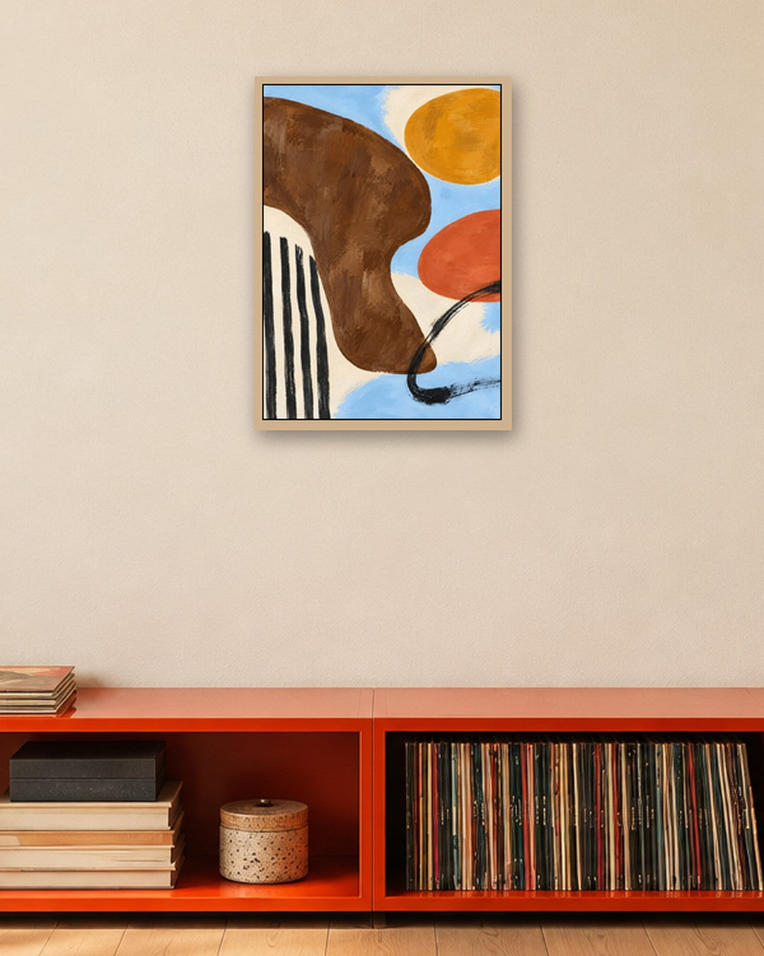 Elise Rowan - Earth and Sky - oak frame in a room