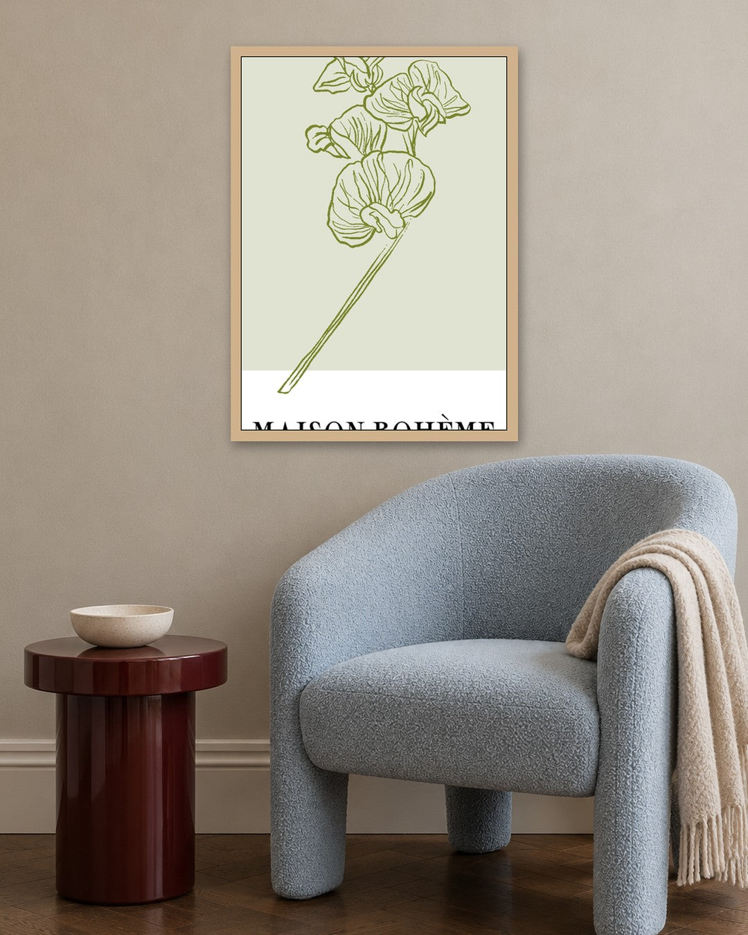 SENT Studio - Blooming Flowers Poster No. 27 - oak frame in a room