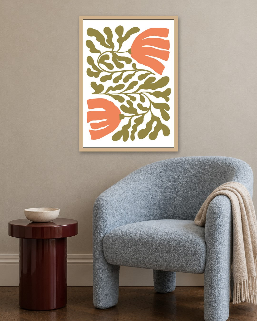 SENT Studio - Blooming Flowers Poster No. 36 - oak frame in a room