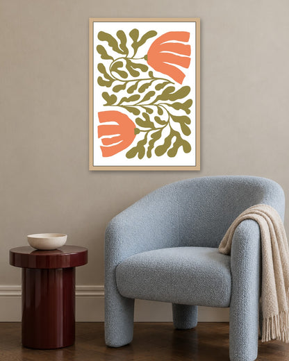 SENT Studio - Blooming Flowers Poster No. 36 - oak frame in a room