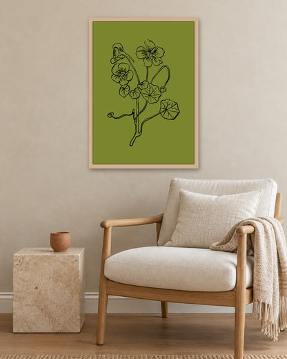 SENT Studio - Blooming Flowers Poster No. 28 - oak frame in a room