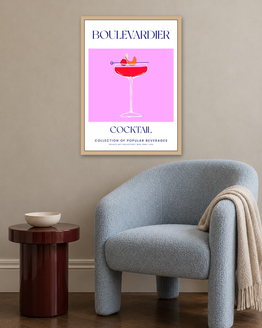 SENT Studio - Cocktail Poster No. 15 - oak frame in a room