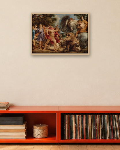 Peter Paul Rubens - The Lion Hunt - oak frame in a room