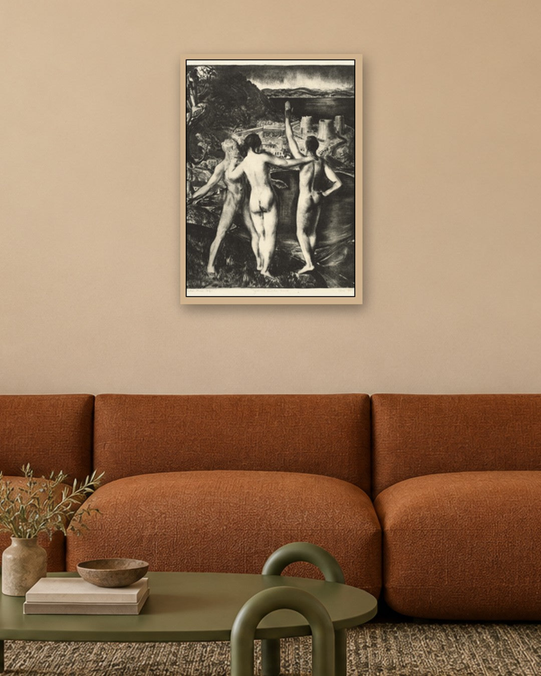Lychnis and Her Sons - oak frame in a room