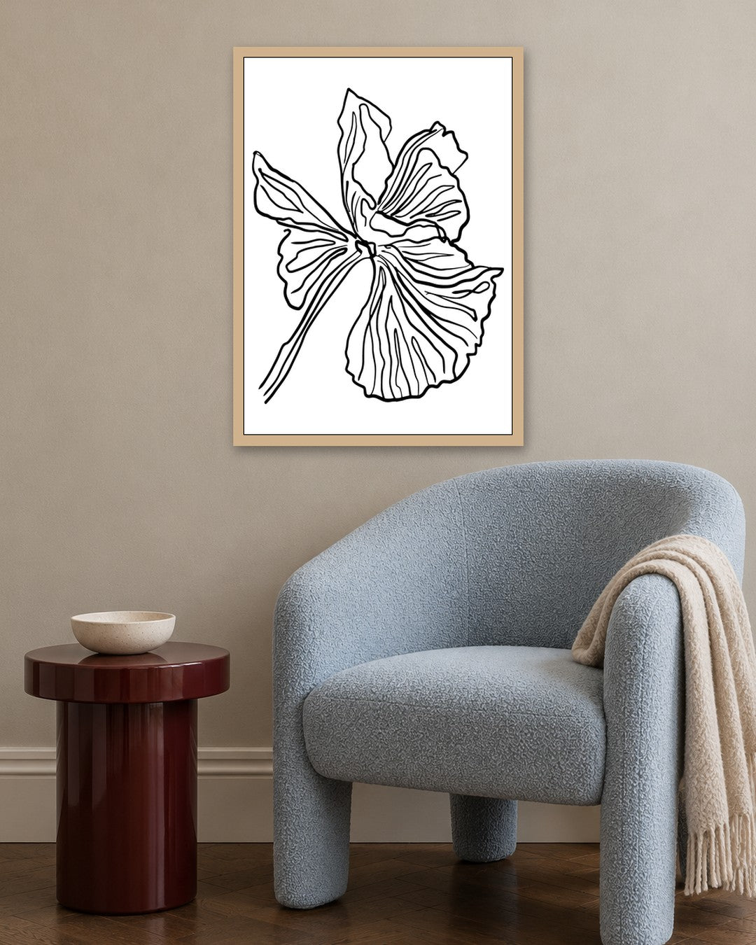 SENT Studio - Blooming Flowers Poster No. 26 - oak frame in a room