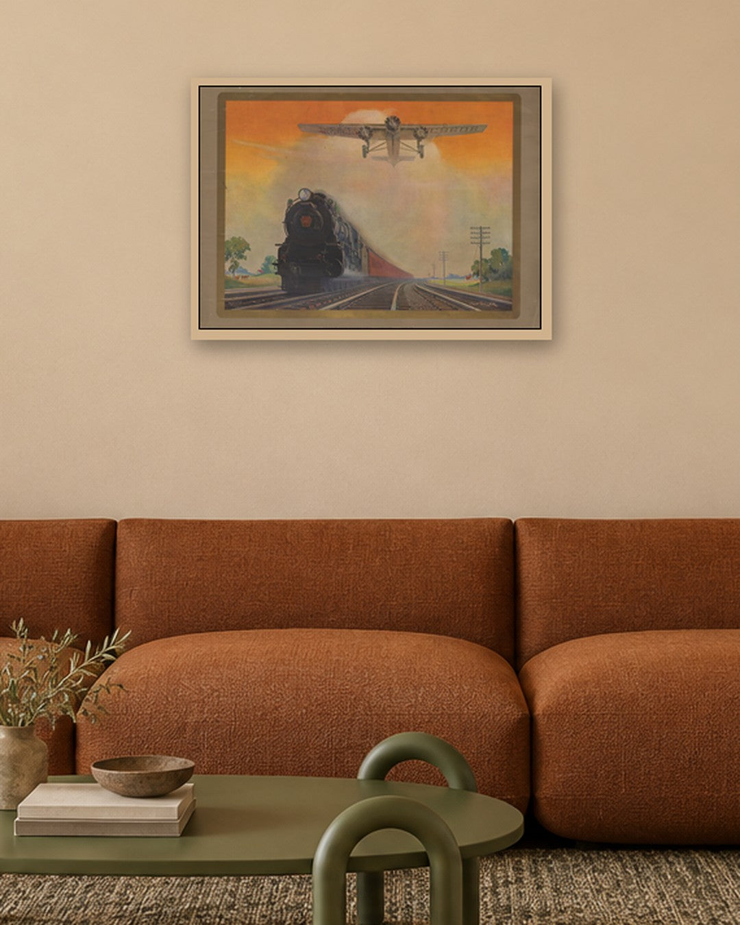 Pennsylvania Railroad - Giant Conquerors of Space and Time (1931) - oak frame in a room