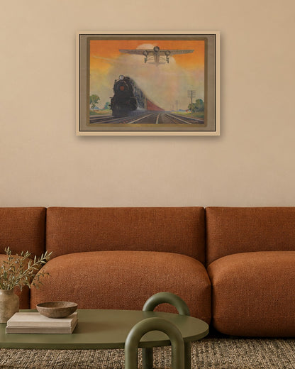 Pennsylvania Railroad - Giant Conquerors of Space and Time (1931) - oak frame in a room