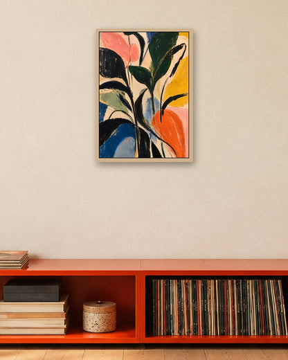 Faris Mcgee - A Vertical Abstract Expressionist Painting Illustr - oak frame in a room
