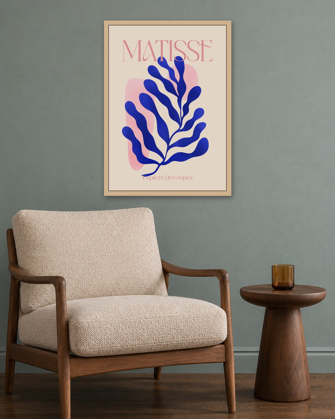 SENT Studio - Blue Seaweed Cut-out - oak frame in a room