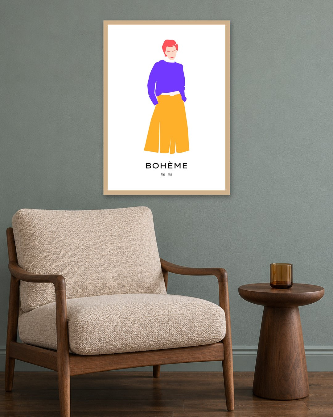 SENT Studio - Abstract Poster No. 32 - oak frame in a room