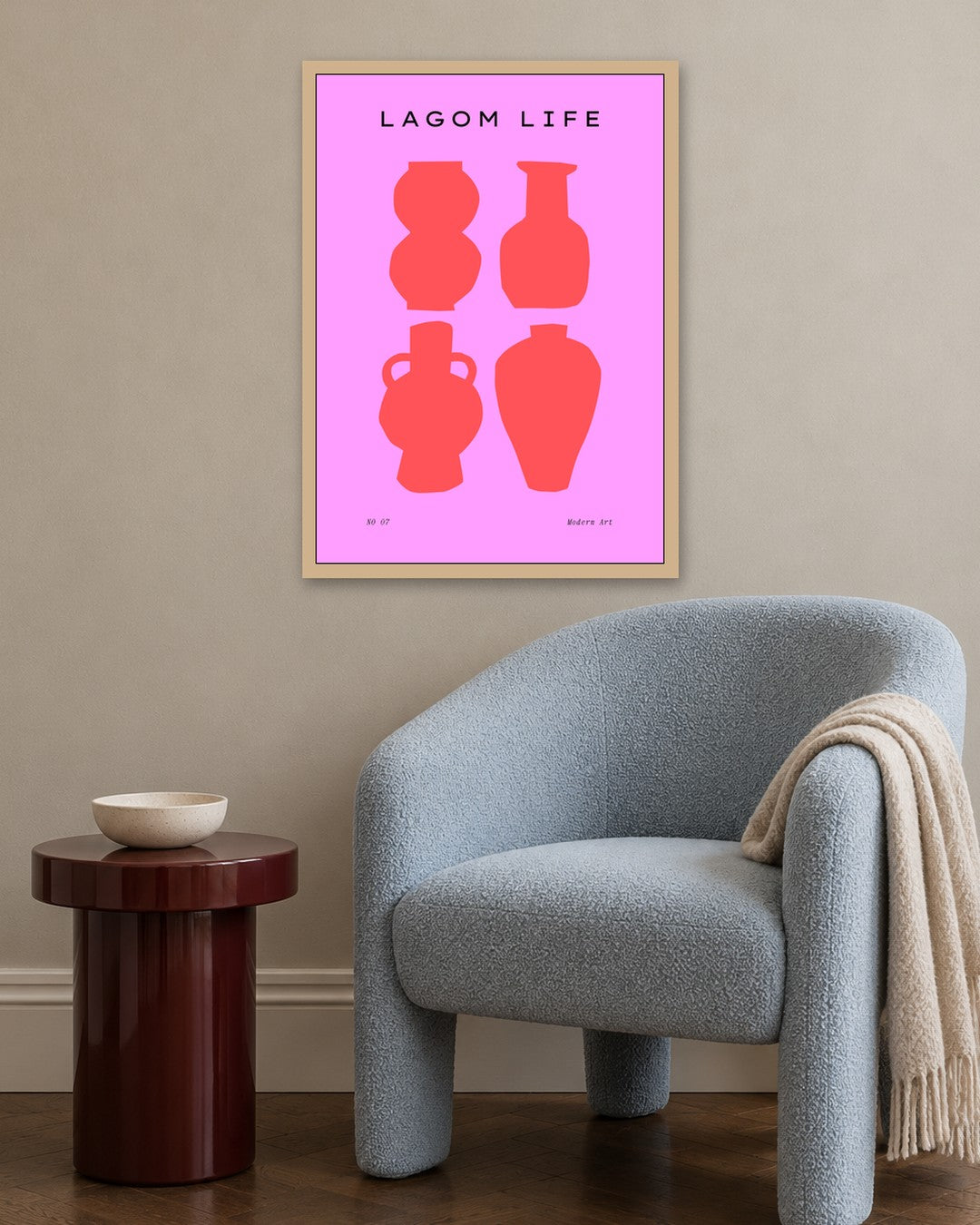 SENT Studio - Abstract Poster No. 14 - oak frame in a room