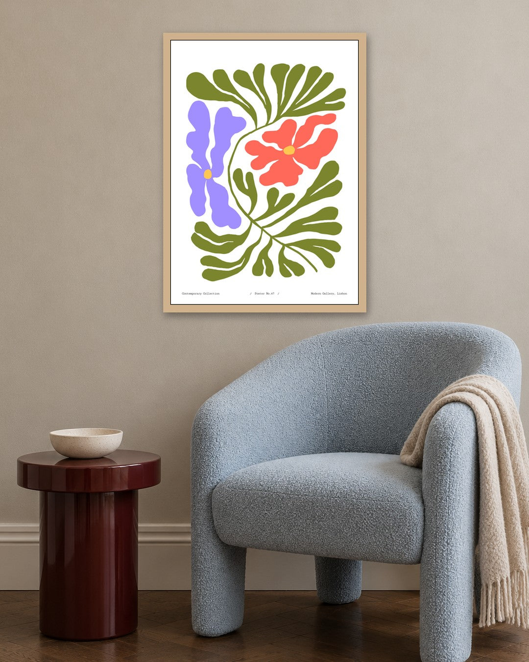 SENT Studio - Blooming Flowers Poster No. 47 - oak frame in a room