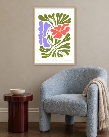 SENT Studio - Blooming Flowers Poster No. 47 - oak frame in a room