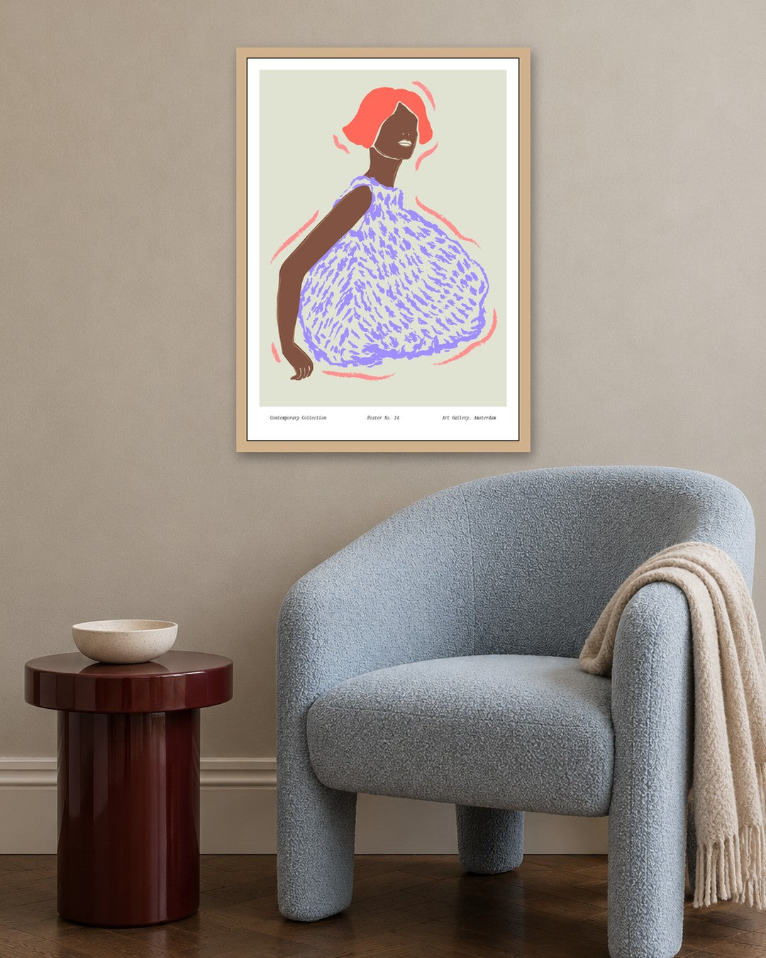 SENT Studio - Blooming Flowers Poster No. 17 - oak frame in a room
