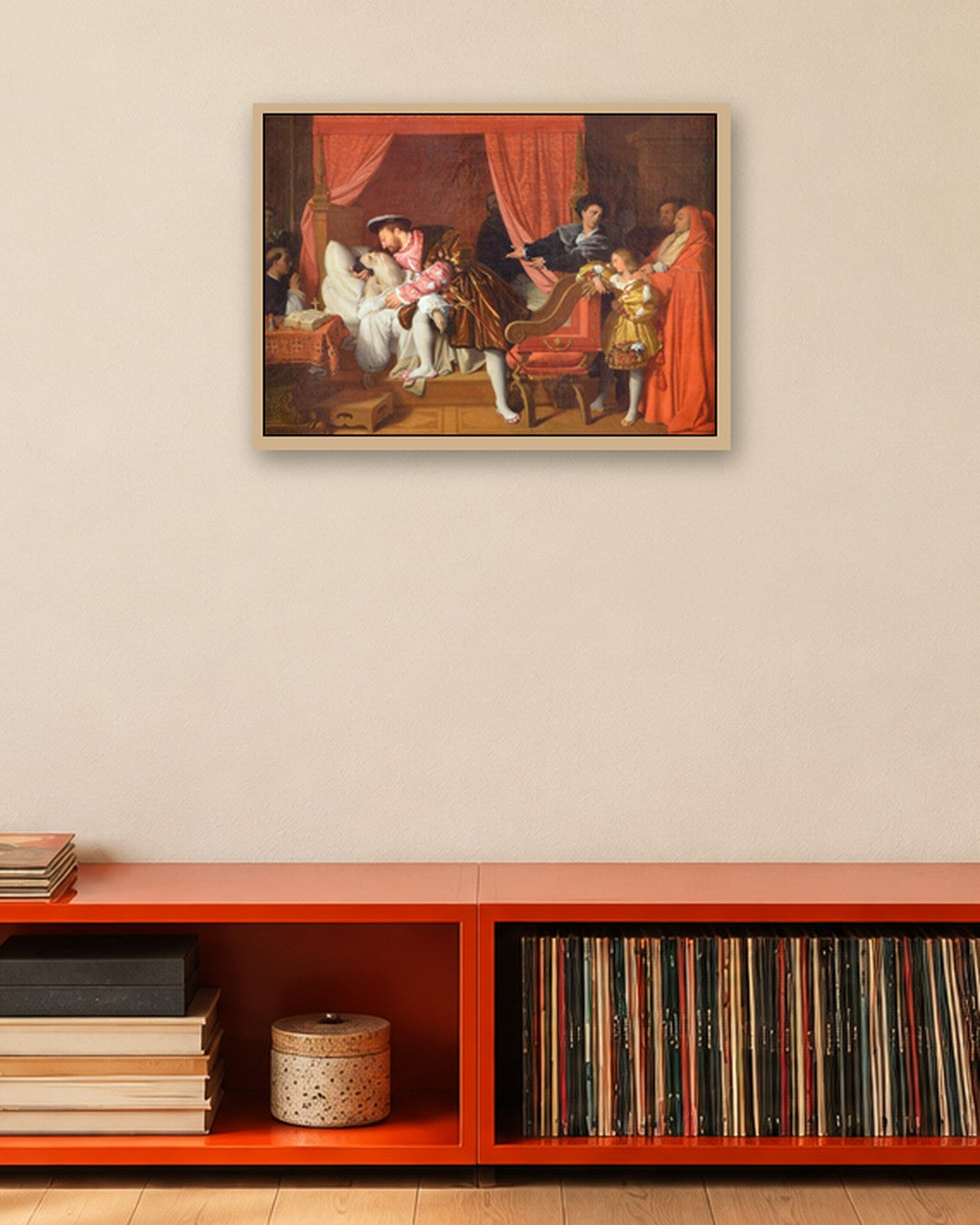 Jean-Auguste-Dominique Ingres - Francis I at the Deathbed of Leonardo - oak frame in a room