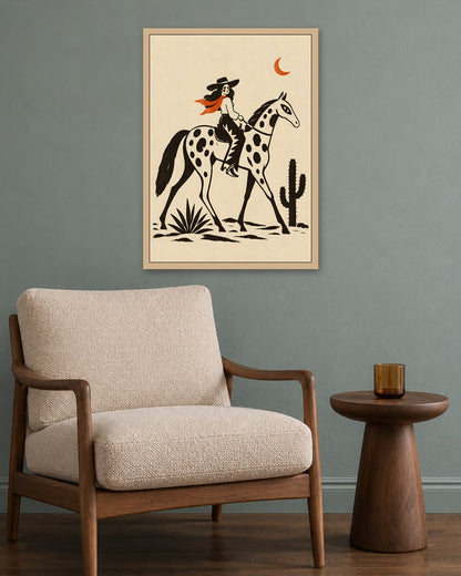 Elise Savoy - Desert Cowgirl - oak frame in a room