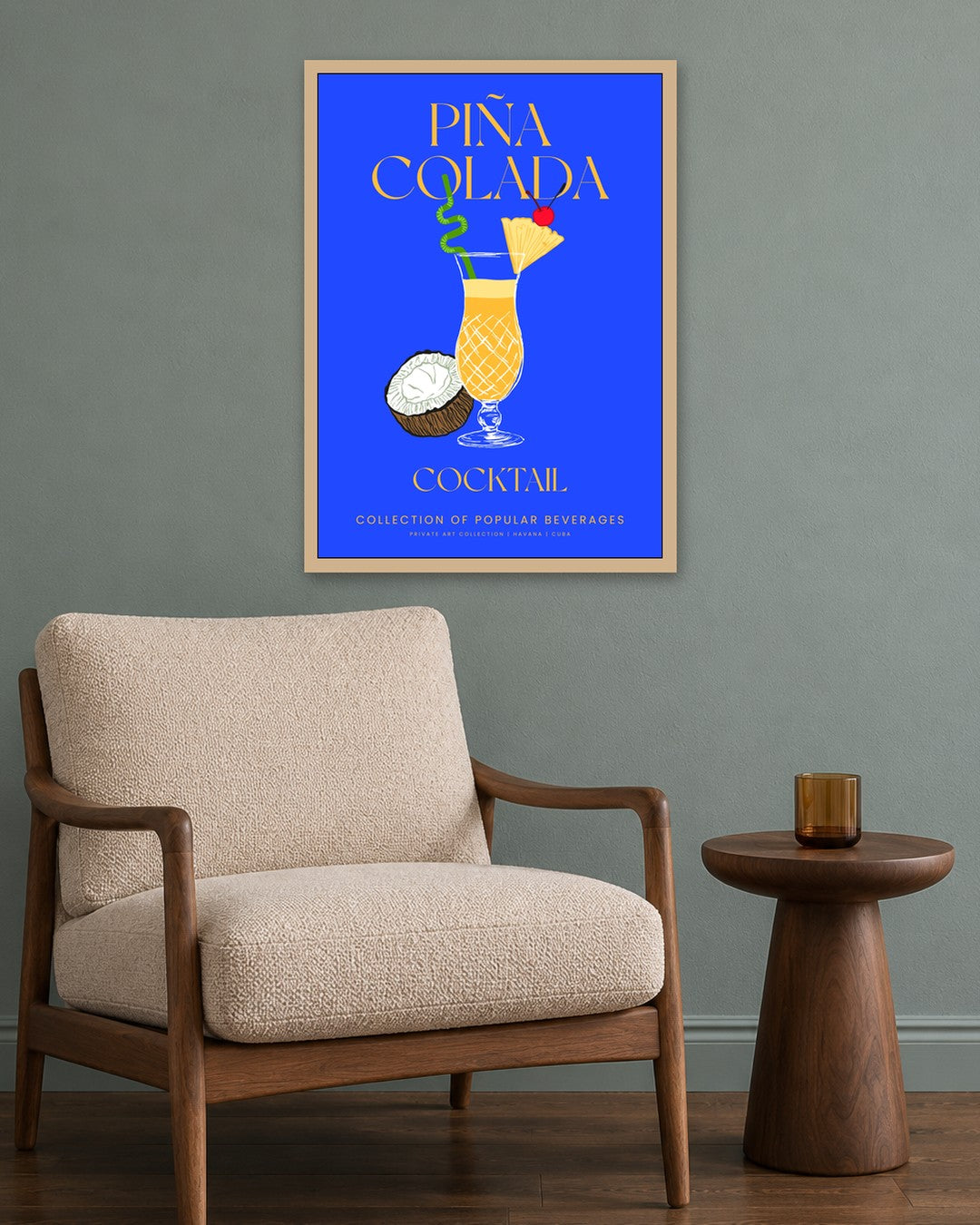 SENT Studio - Cocktail Poster No. 2 - oak frame in a room