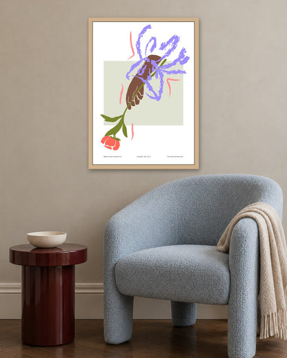 SENT Studio - Blooming Flowers Poster No. 52 - oak frame in a room