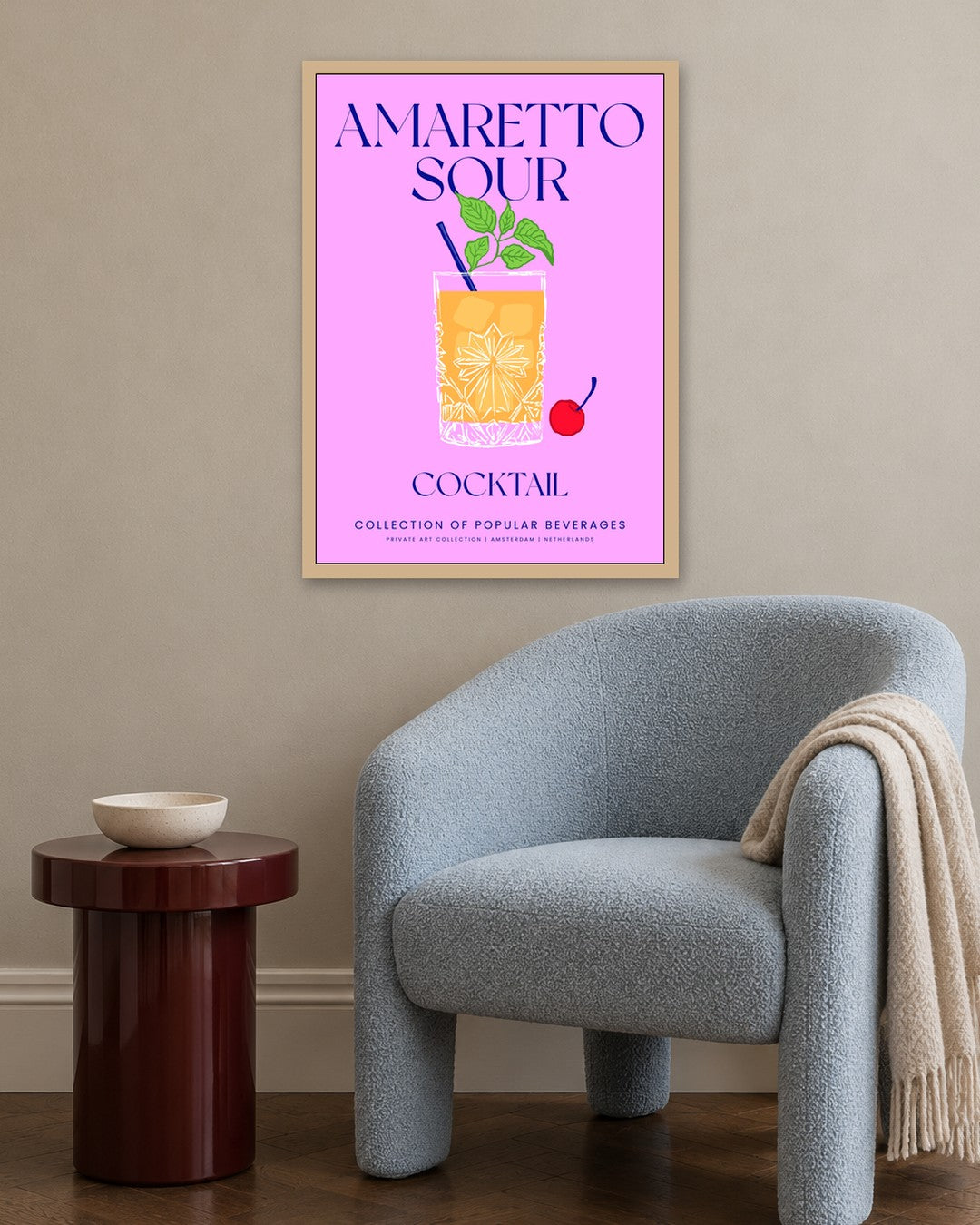 SENT Studio - Cocktail Poster No. 1 - oak frame in a room