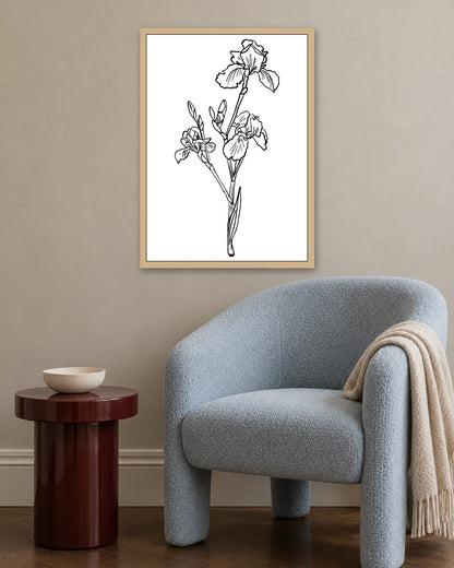 SENT Studio - Blooming Flowers Poster No. 3 - oak frame in a room