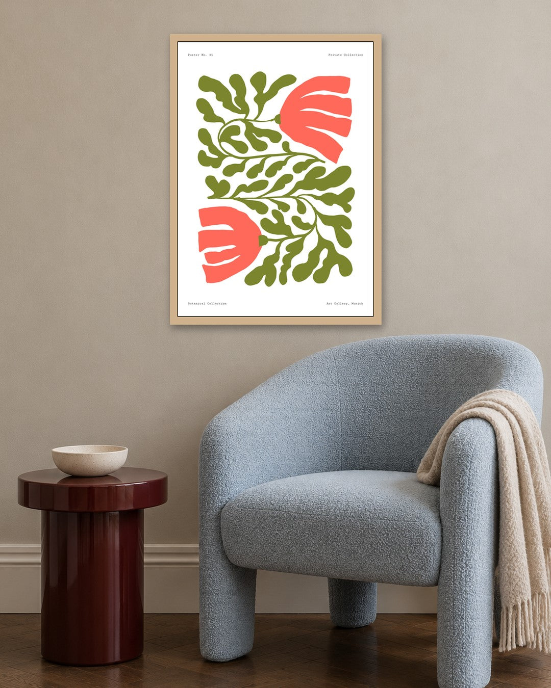 SENT Studio - Blooming Flowers Poster No. 41 - oak frame in a room